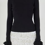 Ruffled Cuff Knit Top