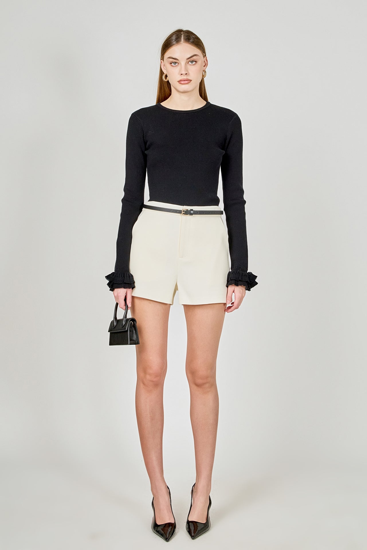 Ruffled Cuff Knit Top