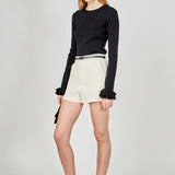 Ruffled Cuff Knit Top