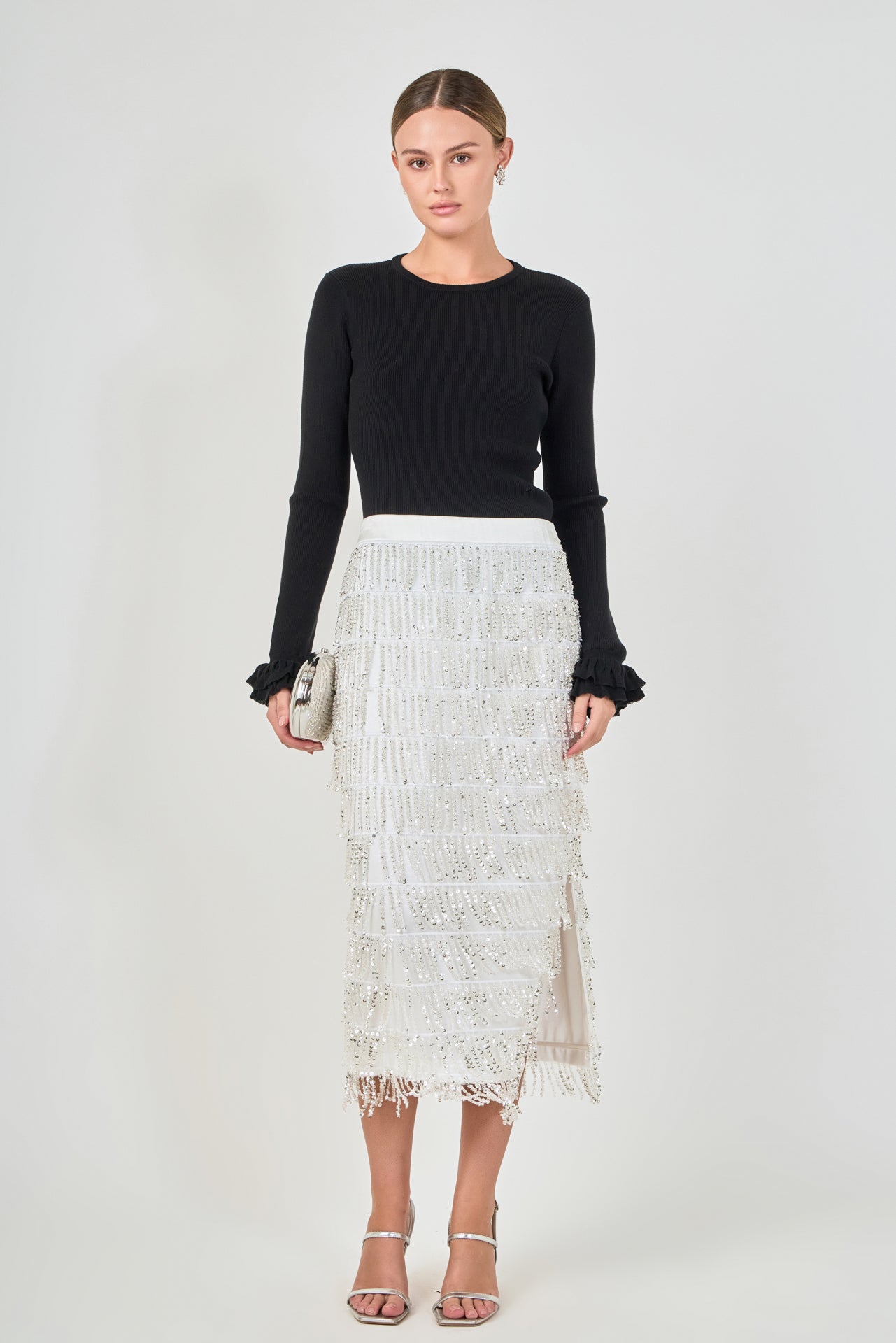 Ruffled Cuff Knit Top