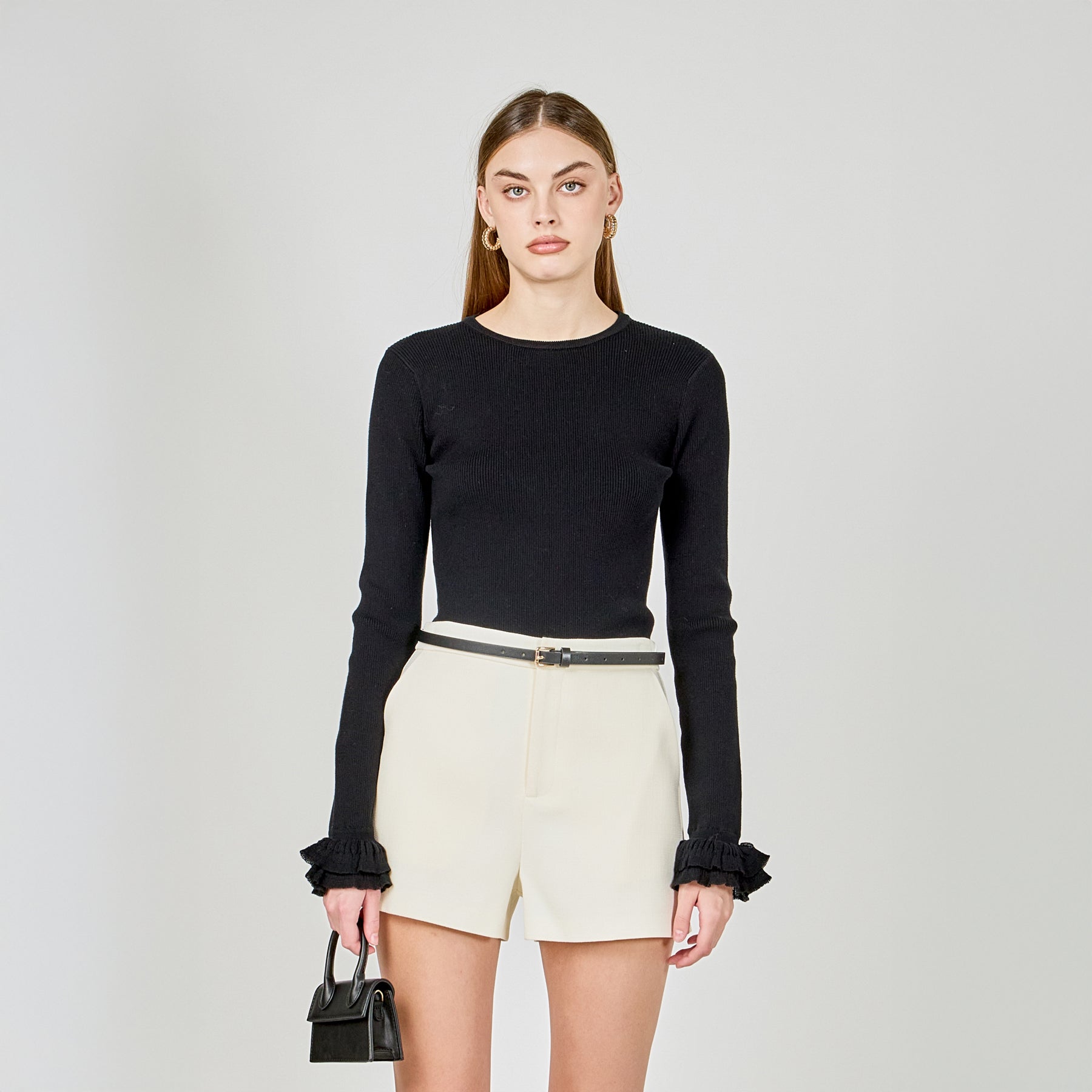 Ruffled Cuff Knit Top