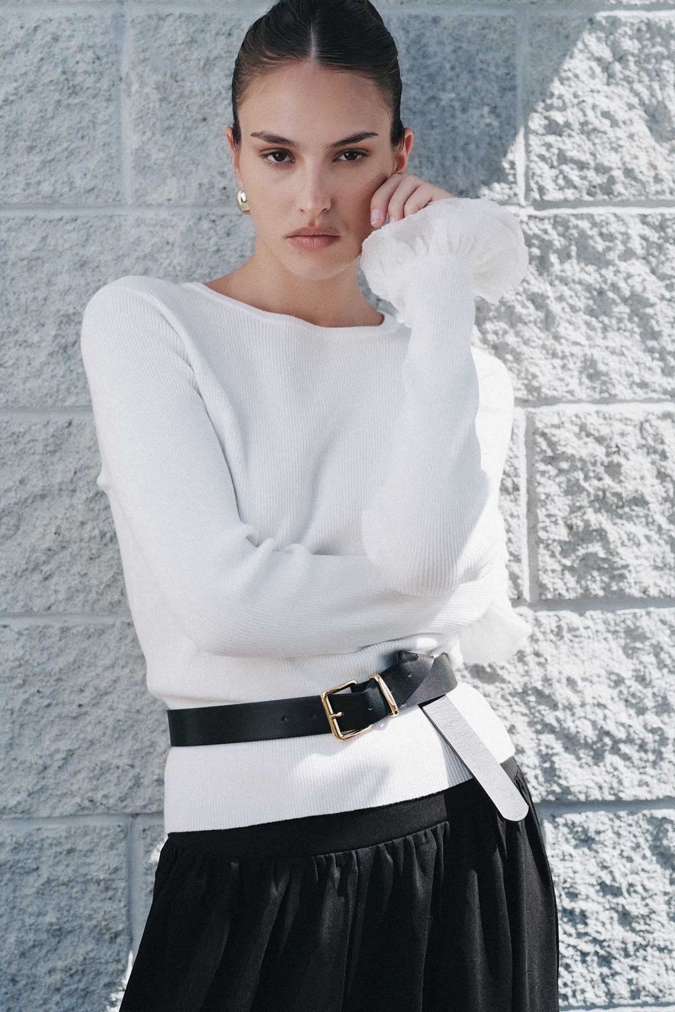 Ruffled Cuff Knit Top