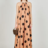 Polka Dot Halter Neck Maxi Dress