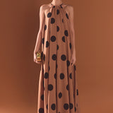 Polka Dot Halter Neck Maxi Dress