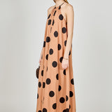 Polka Dot Halter Neck Maxi Dress