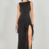 Slit Maxi Dress with Bow