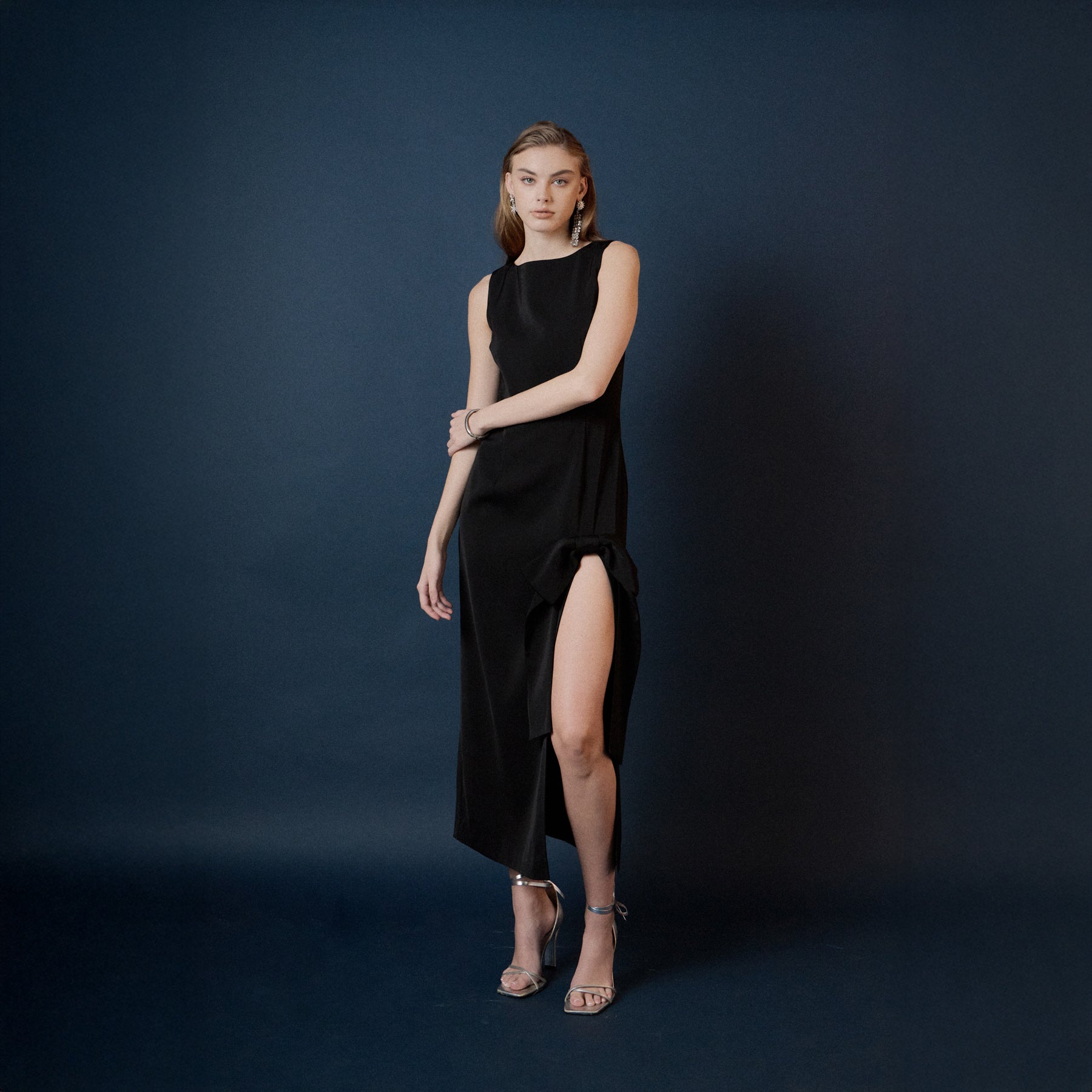 Slit Maxi Dress with Bow