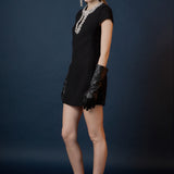 Jewel Trim Neck Mini Dress