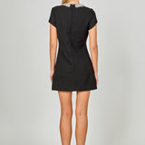 Jewel Trim Neck Mini Dress
