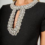 Jewel Trim Neck Mini Dress