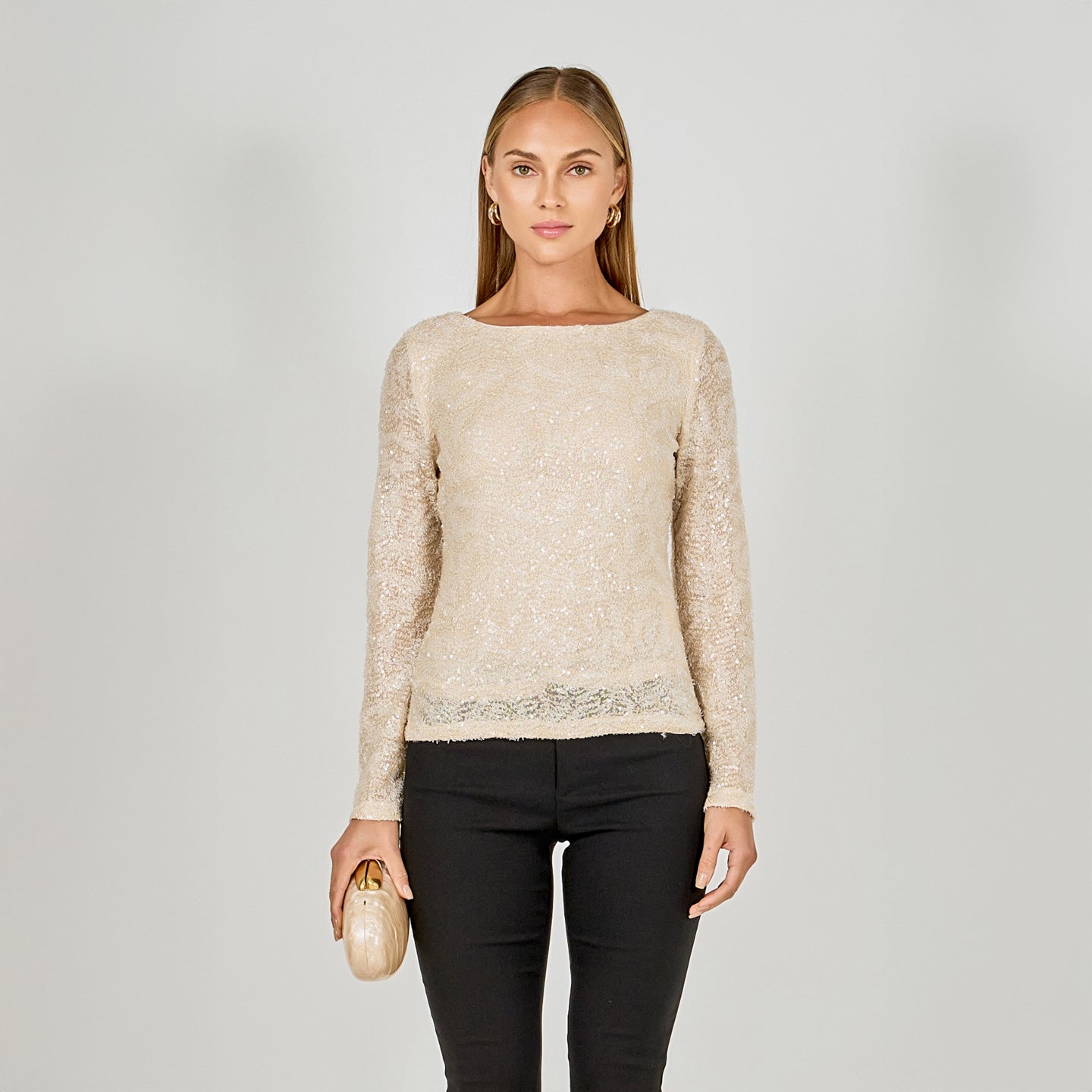 Scoop Neck Sequin Top
