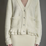 Fuzzy Ruffled Cardigan