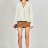 Fuzzy Ruffled Cardigan