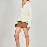 Fuzzy Ruffled Cardigan