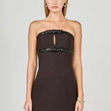 Sequin Trimmed Strapless Mini Dress