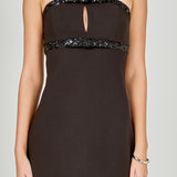 Sequin Trimmed Strapless Mini Dress