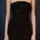 Sequin Trimmed Strapless Mini Dress