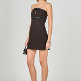 Sequin Trimmed Strapless Mini Dress