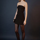 Sequin Trimmed Strapless Mini Dress