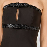 Sequin Trimmed Strapless Mini Dress