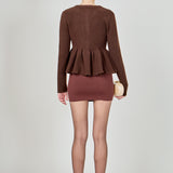 Bow Trim Flared Cardigan