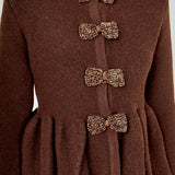 Bow Trim Flared Cardigan