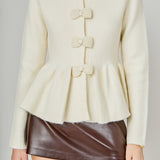 Bow Trim Flared Cardigan