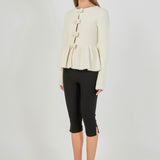 Bow Trim Flared Cardigan