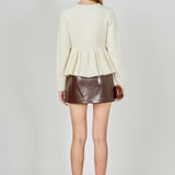 Bow Trim Flared Cardigan