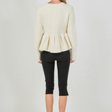 Bow Trim Flared Cardigan