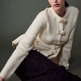 Bow Trim Flared Cardigan