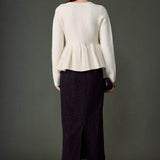 Bow Trim Flared Cardigan