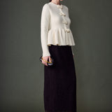 Bow Trim Flared Cardigan