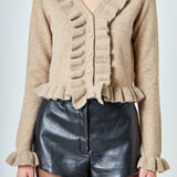 Ruffled V-Neck Cardigan