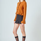 Ruffle Cropped Cardigan