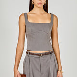 Back Bow Sleeveless Fitted Top