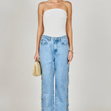 Mid-Waisted Side Buttoned Jeans
