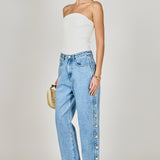 Mid-Waisted Side Buttoned Jeans