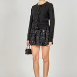 Round Neck Bow Trim Cardigan
