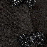 Round Neck Bow Trim Cardigan