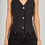 Halter Neck Open Back A-Line Vest
