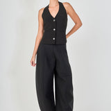 Halter Neck Open Back A-Line Vest