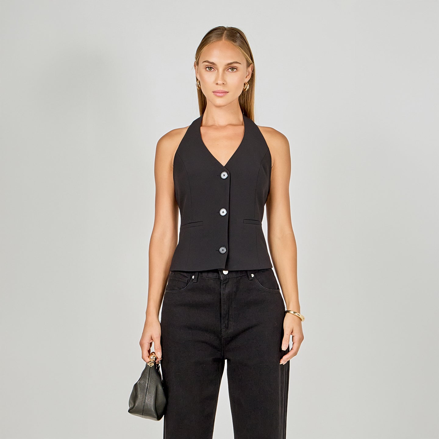 Halter Neck Open Back A-Line Vest