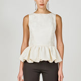 Jacquard Sleeveless Peplum Top