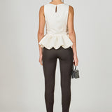 Jacquard Sleeveless Peplum Top