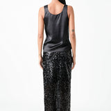 Sequin Back Slit Maxi Skirt