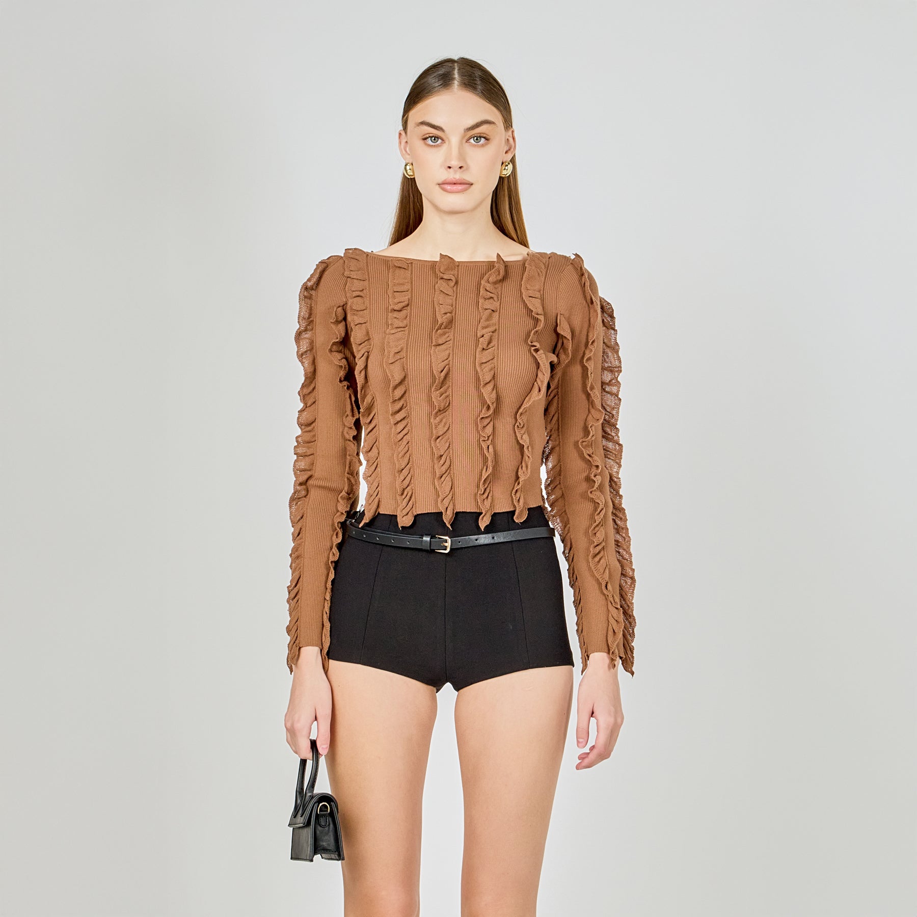 Ruffled Striped Knit Top