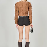 Ruffled Striped Knit Top