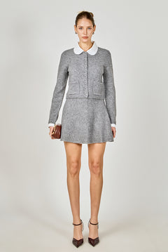 Knit Cardigan with Peter Pan Collar