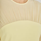 Mixed Media Mini Dress with Puff Sleeves